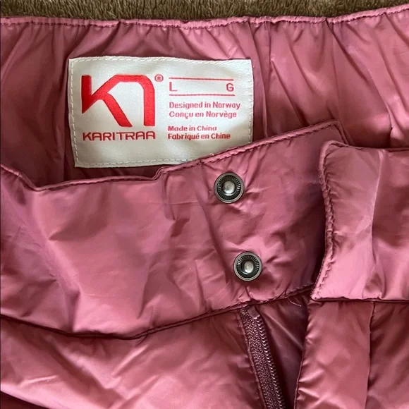 EUC - down puffer 3/4 pants - L Kari Traa Eva High Waist Capri - navy/pink - Picture 10 of 11